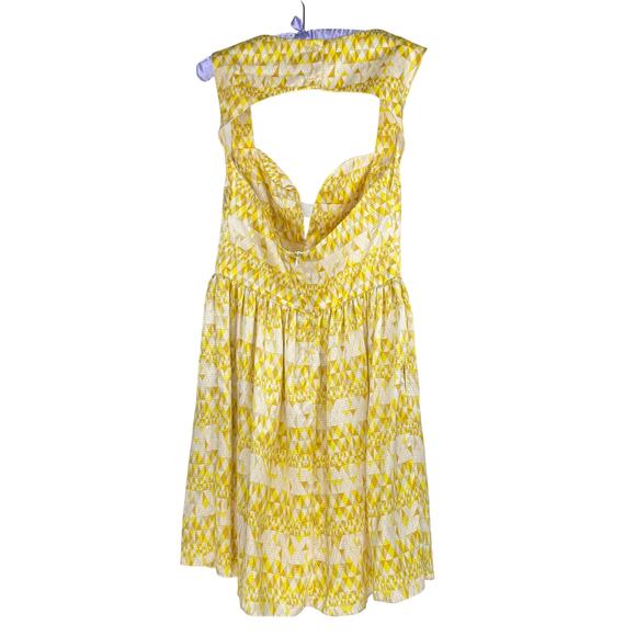 Opening Ceremony Yellow Silk Dress Size M Geometric Print - Picture 3 of 8